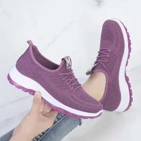 2023 Women's Mesh Vulcanized Sneakers | Lightweight Spring Casual Flats | Comfortable Knitted Lace-Up Shoes