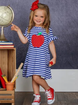 A is for Awesome Apple Striped Pocket Dress