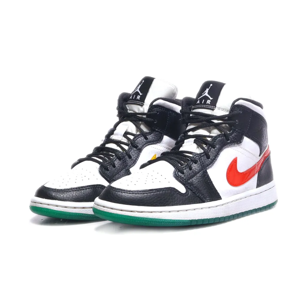 Air Jordan 1 Mid Alternate Swoosh High-Top Sneakers Leather Black Colour For Women