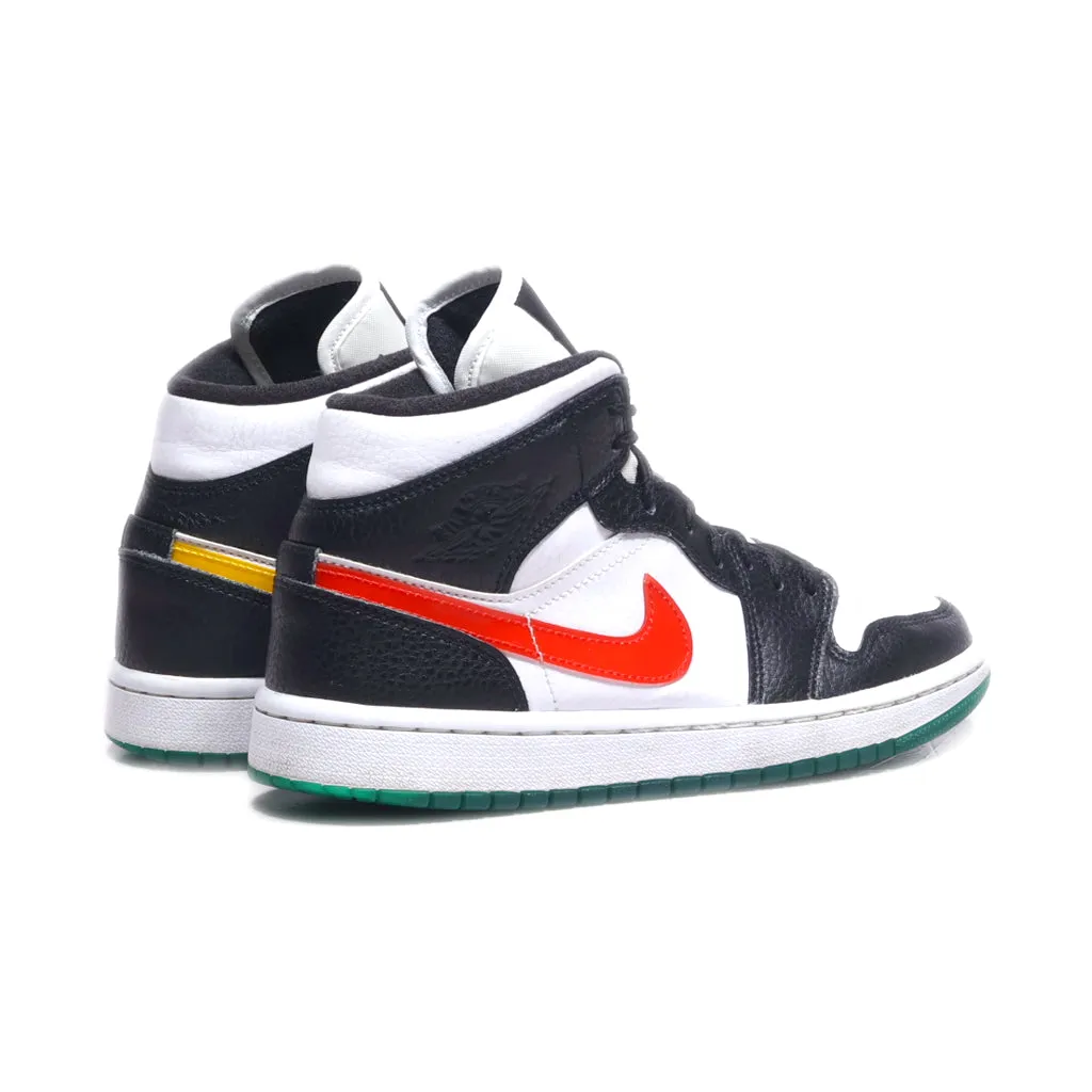 Air Jordan 1 Mid Alternate Swoosh High-Top Sneakers Leather Black Colour For Women