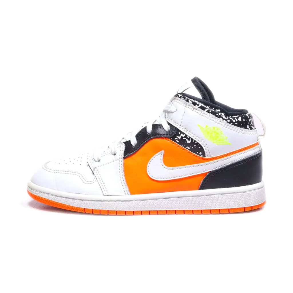 Air Jordan 1 Mid Gs Sneakers Leather White Colour For Kids