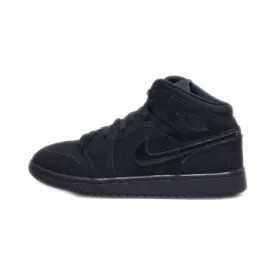 Air Jordan 1 Mid Retro Sneakers Leather Black Colour For Kids