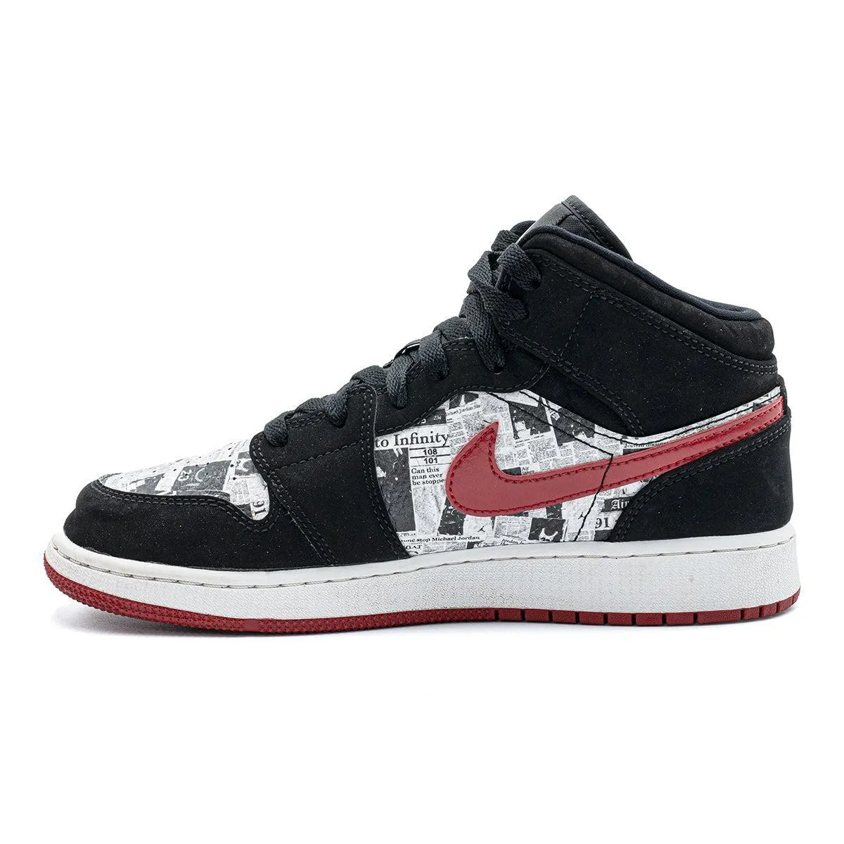 Air Jordan 1 Newspaper High-Top Sneakers Leather Black Colour For Women