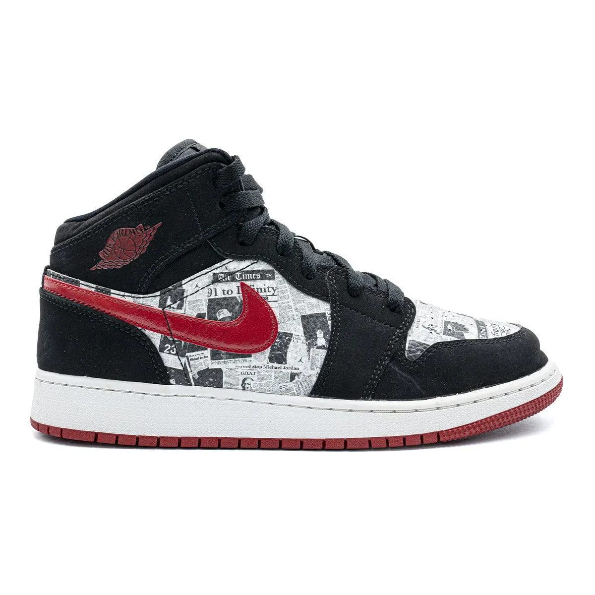 Air Jordan 1 Newspaper High-Top Sneakers Leather Black Colour For Women