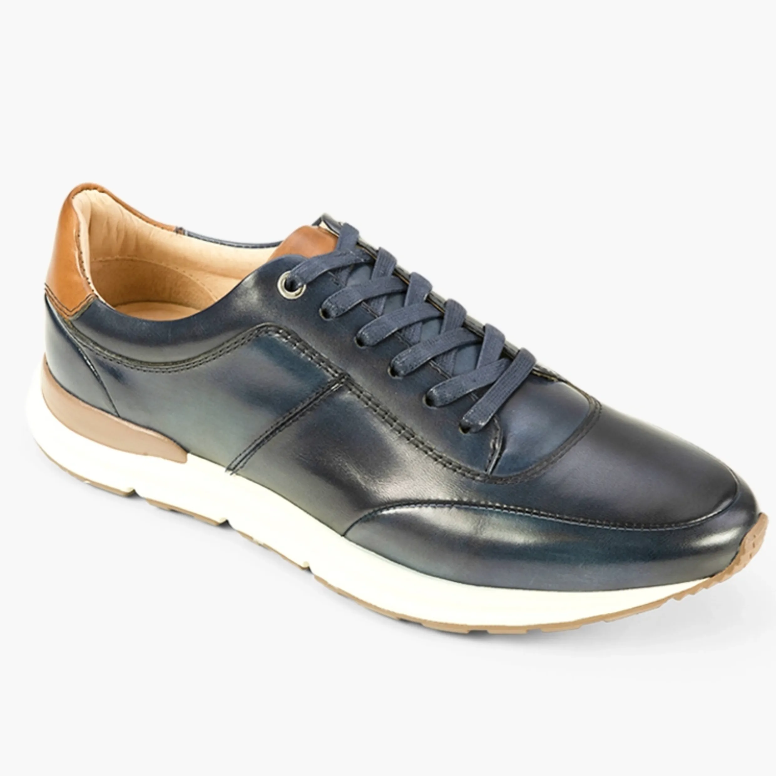 AZOR LA MODE  Men's Calabria Smart Leather Trainers ZM3827 Navy