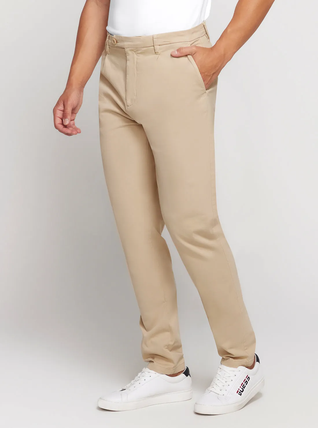 Beige Noah Mid Rise Slim Pants