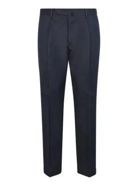 Blue linen and cotton blend trousers