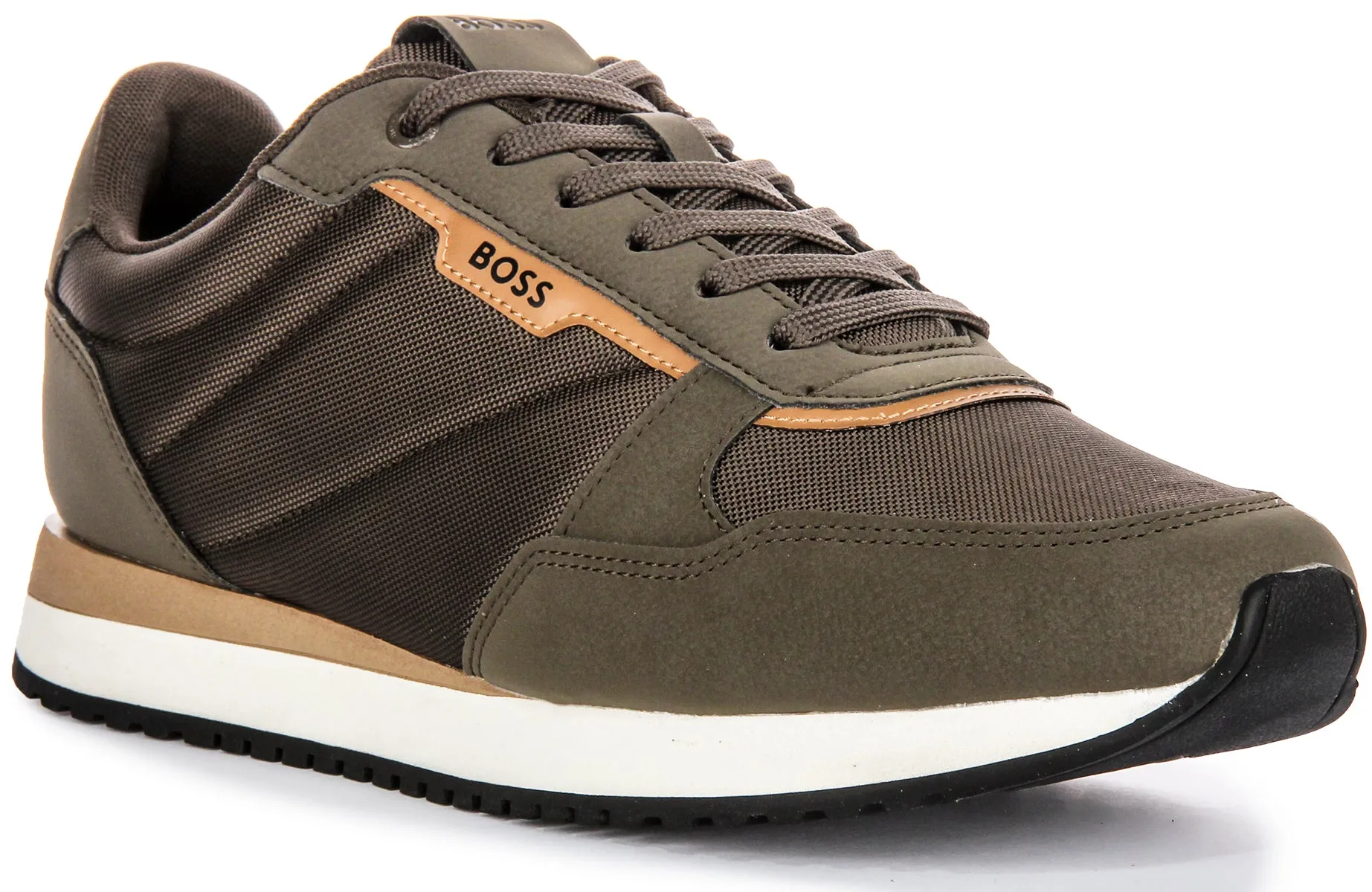 Boss Kai Runner Nupny In Olive Green For Men