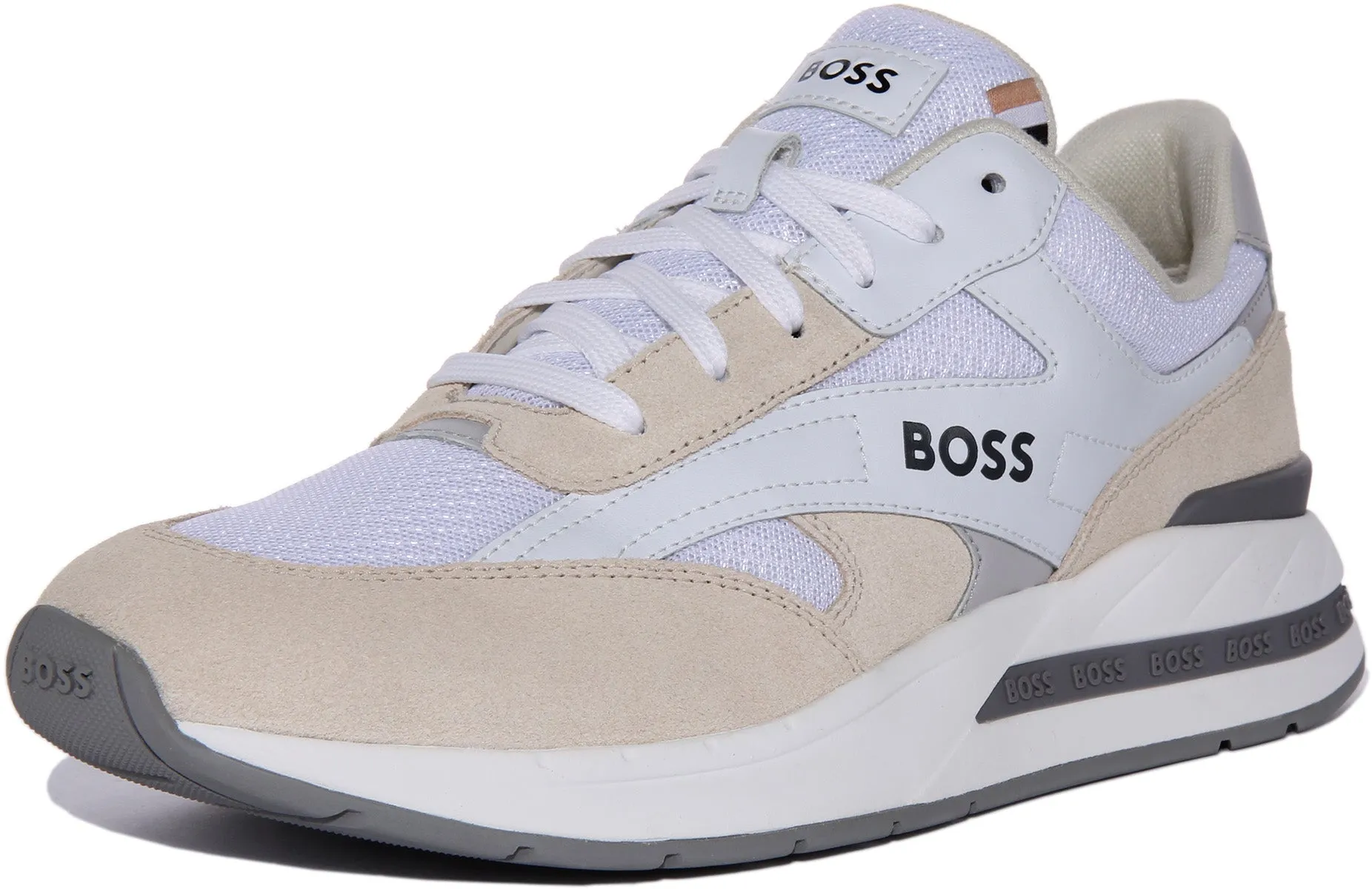 Boss Kurt Runner In White Grey For Men