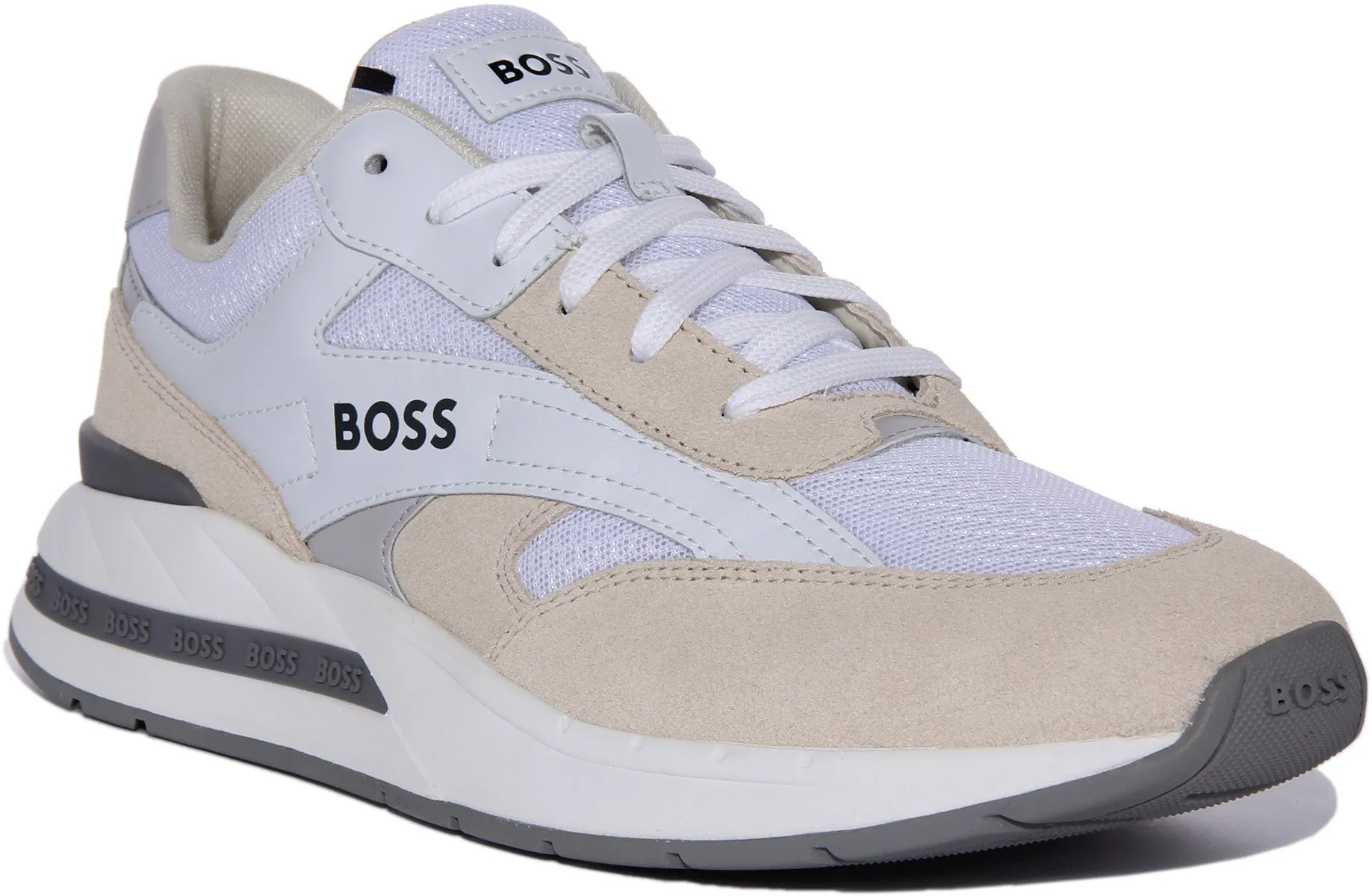 Boss Kurt Runner In White Grey For Men