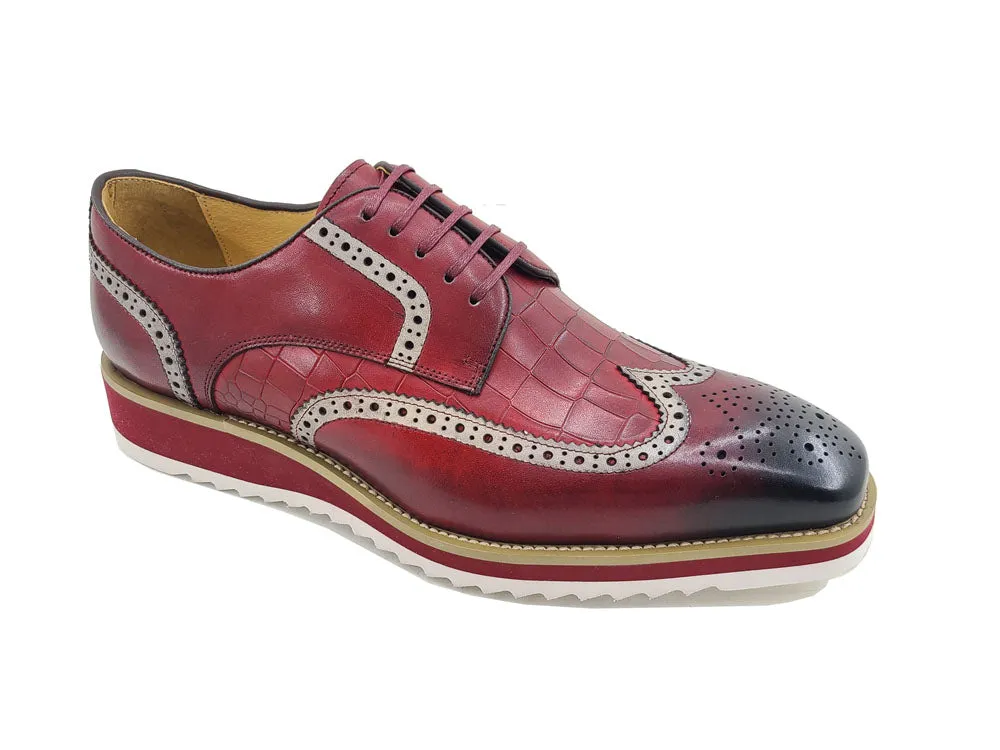 Carrucci Burgundy wingtip oxford men's Lace Up Shoes KS515-35