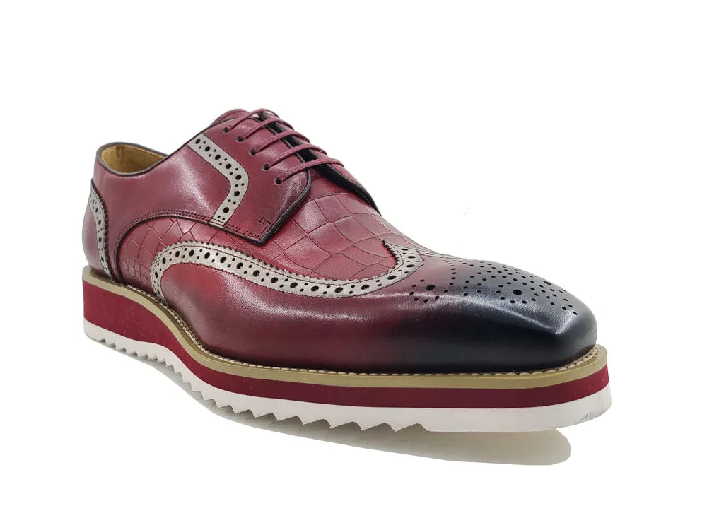 Carrucci Burgundy wingtip oxford men's Lace Up Shoes KS515-35