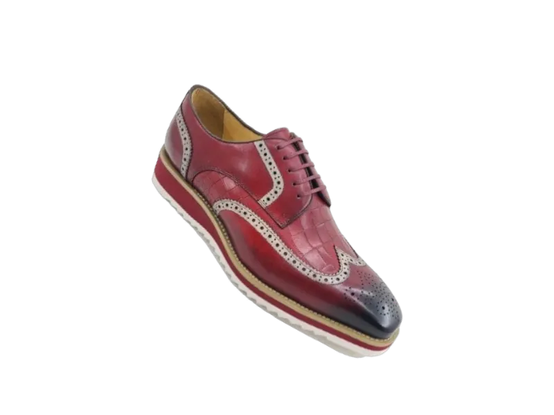 Carrucci Burgundy wingtip oxford men's Lace Up Shoes KS515-35