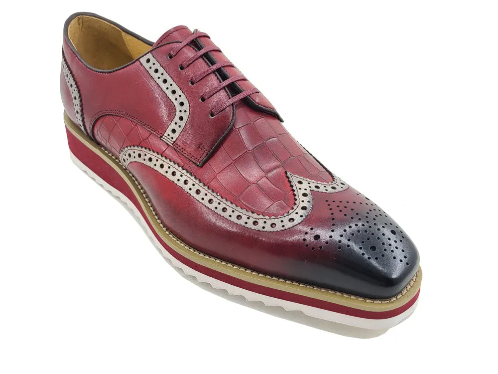 Carrucci Burgundy wingtip oxford men's Lace Up Shoes KS515-35