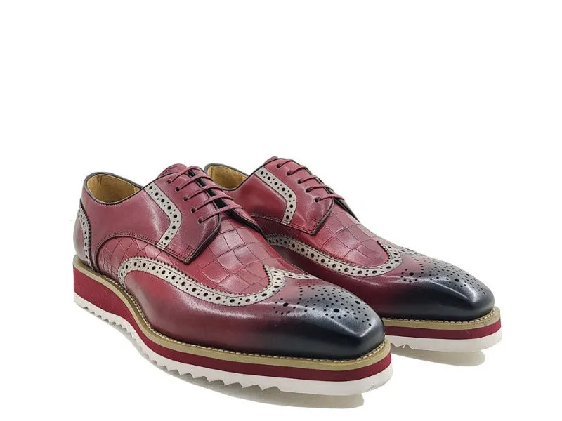 Carrucci Burgundy wingtip oxford men's Lace Up Shoes KS515-35