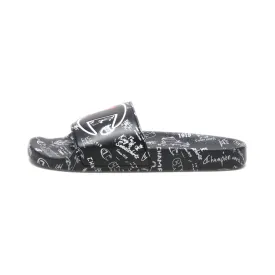 Champion Doodle Sliders Pu Leather Black Colour For Men