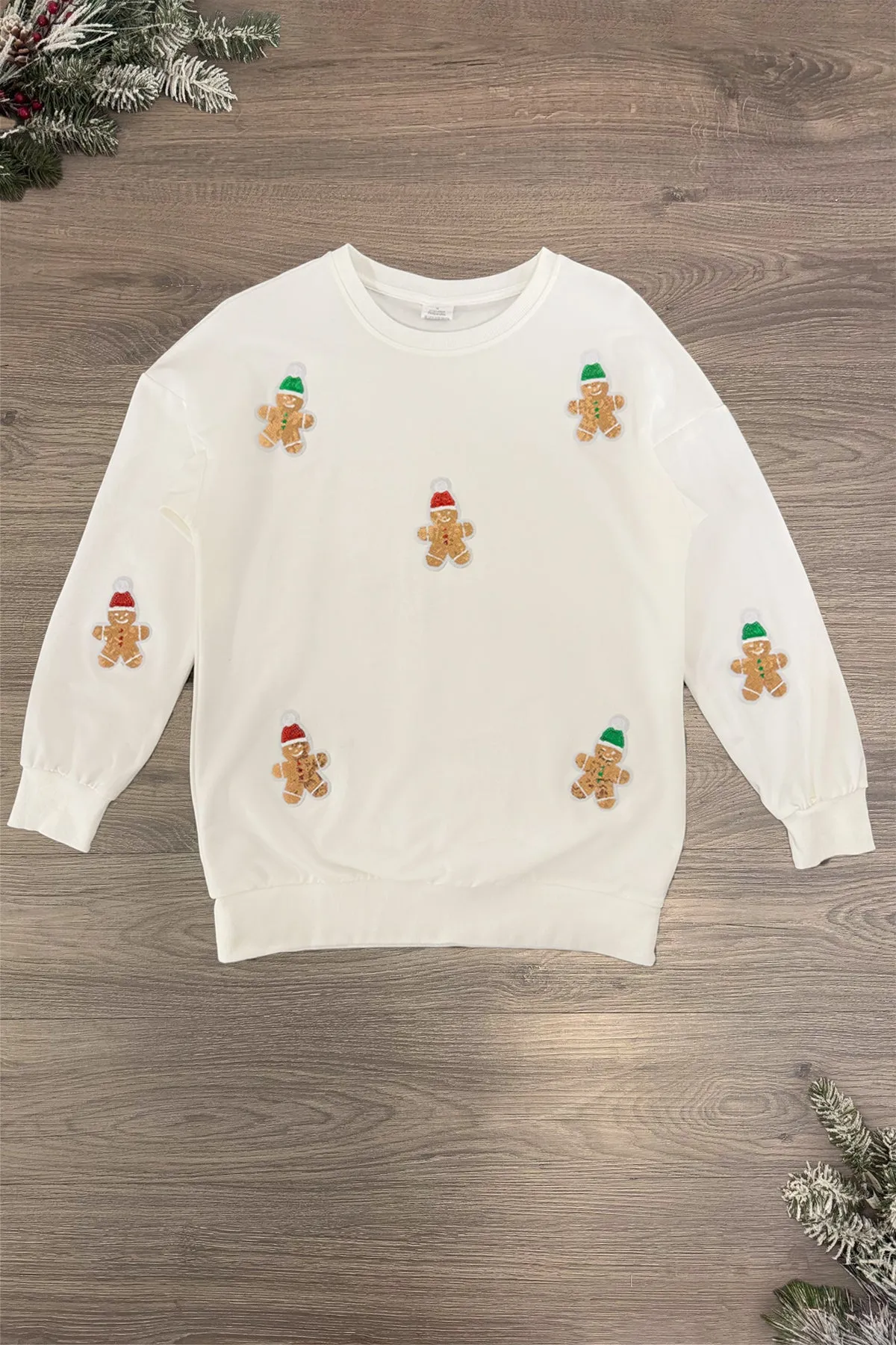 Cream Sequin Gingerbread Man Family Tops