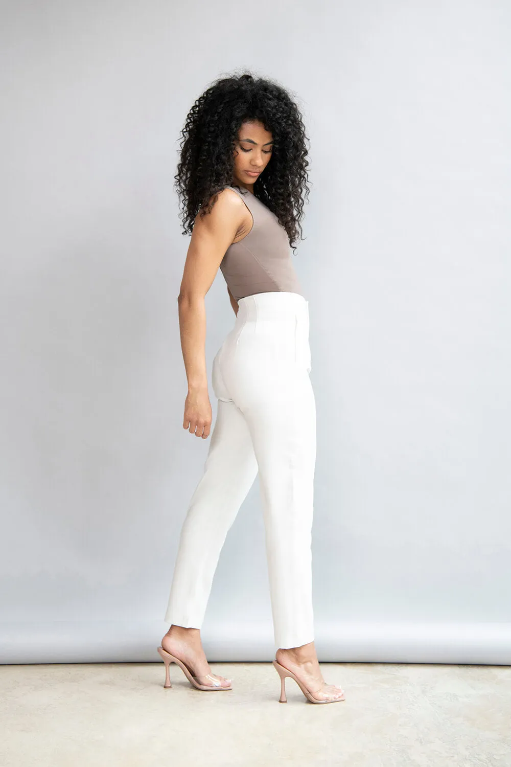 Curve Cigarette Trousers - Off White