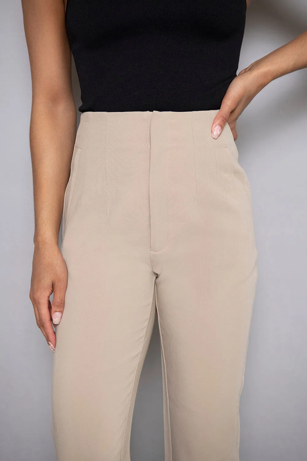 Curve Cigarette Trousers - Sand