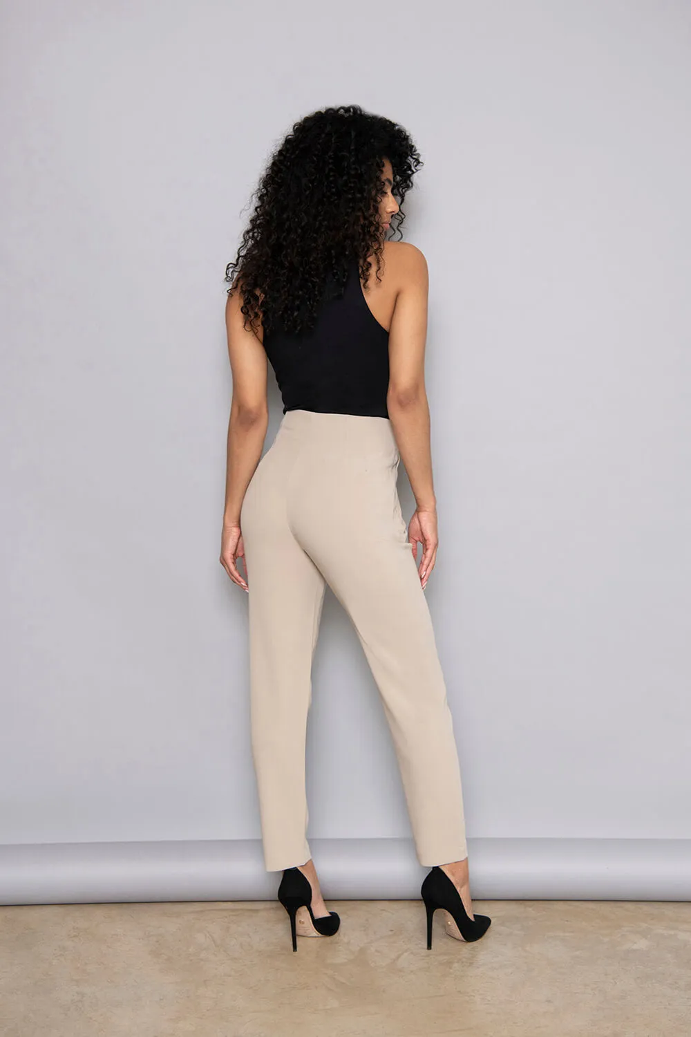 Curve Cigarette Trousers - Sand