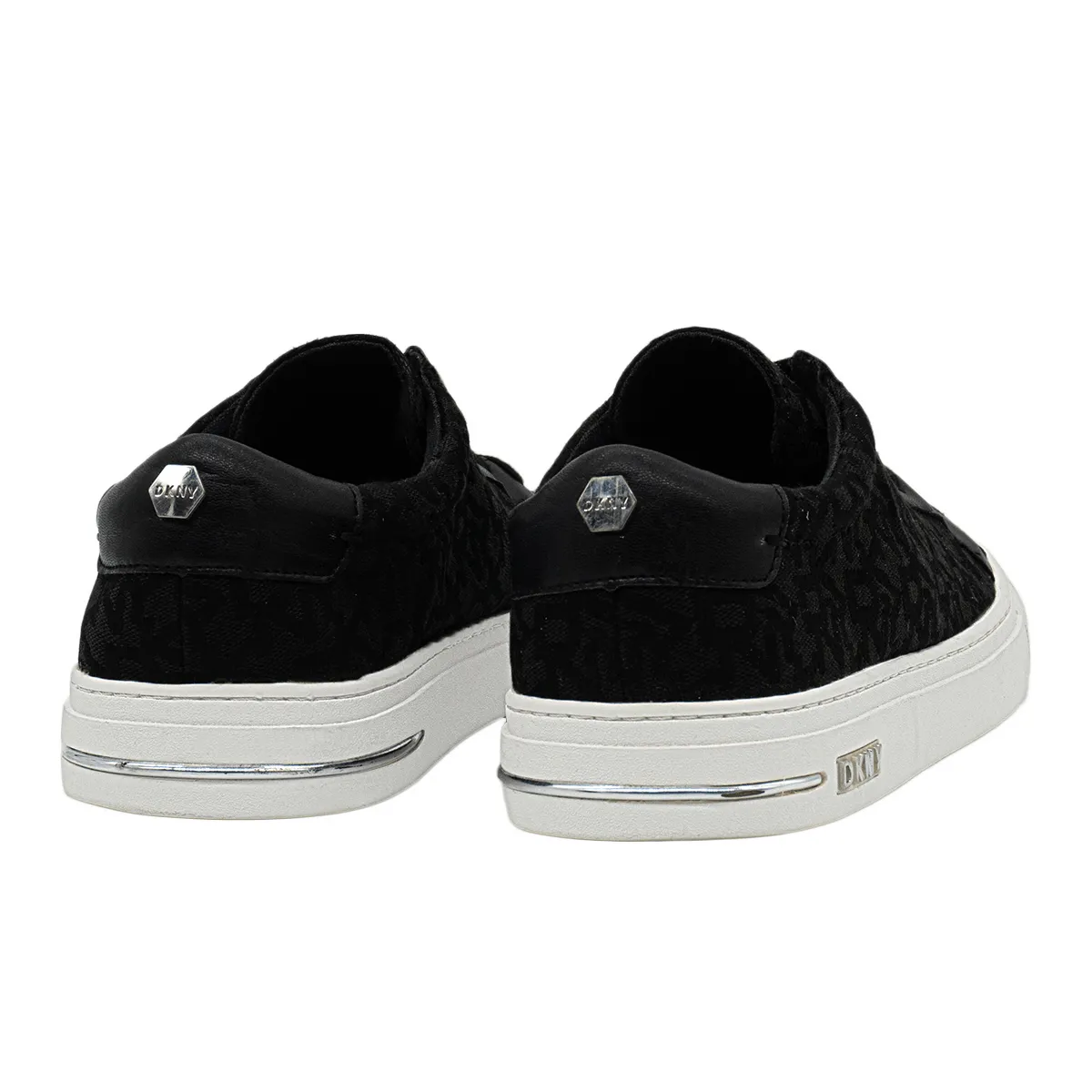 Dkny Dkyn Signature Logo Low-Top Sneakers Fabric Black Colour For Women