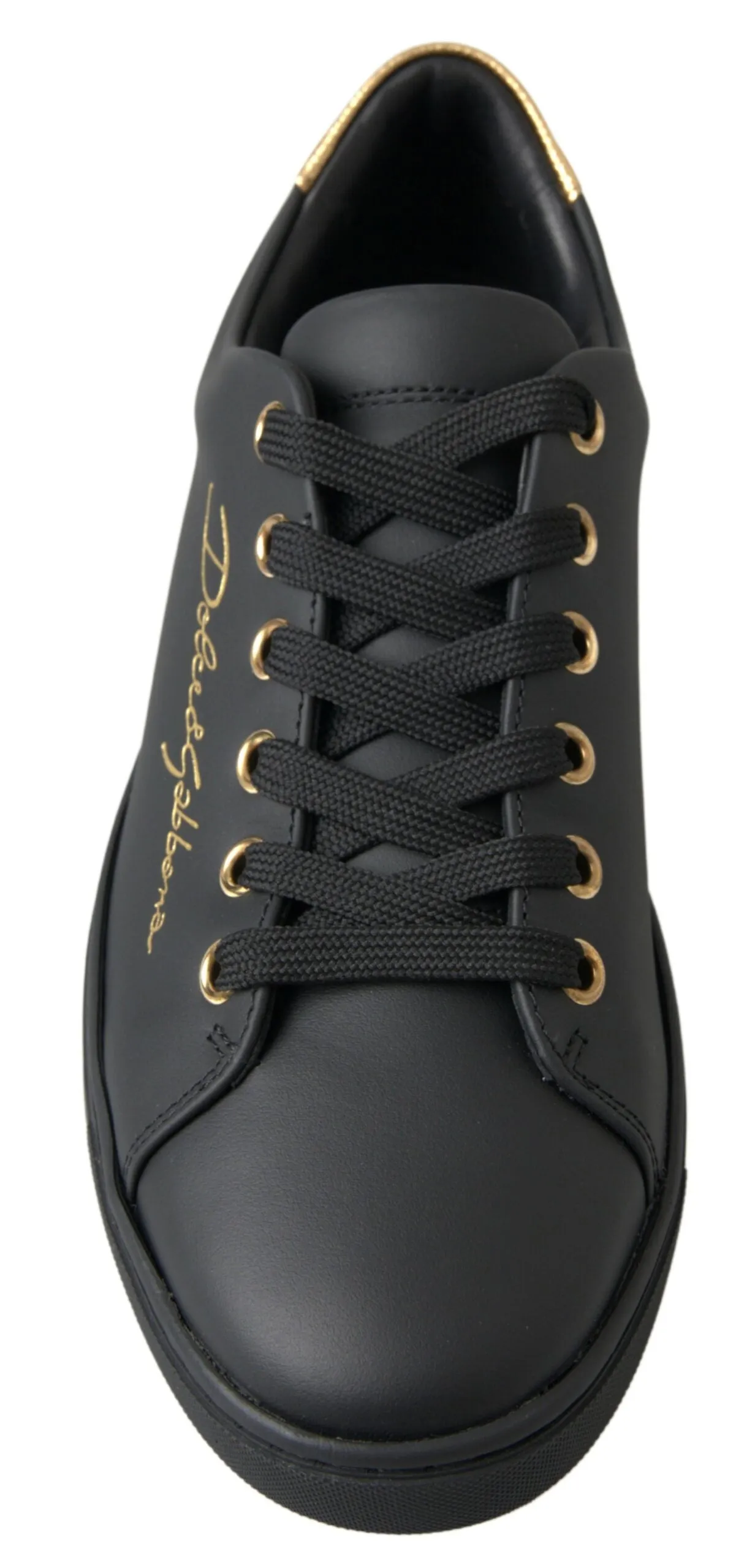 Dolce & Gabbana Black Gold Leather Classic Sneakers