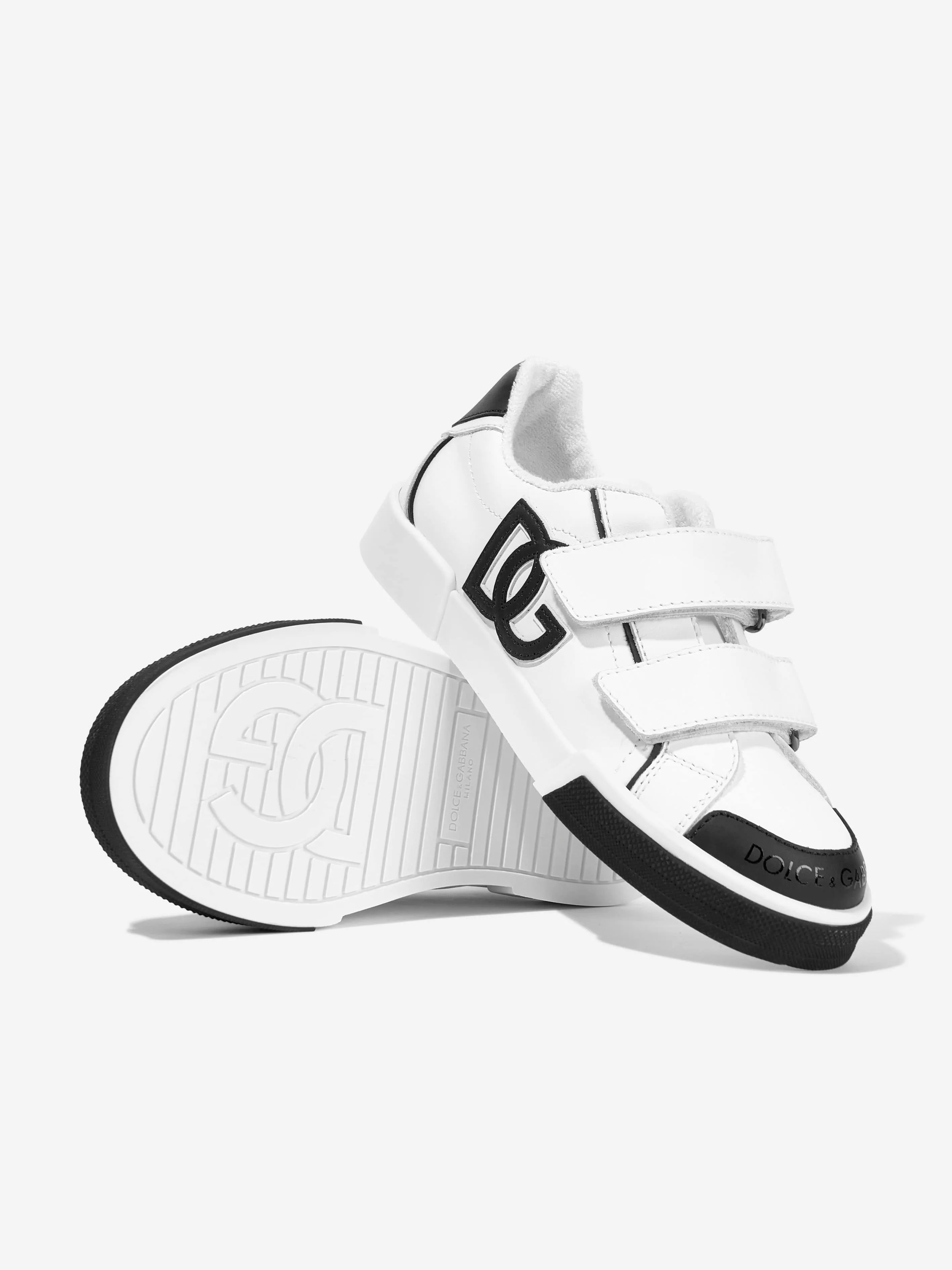 Dolce & Gabbana Kids Leather Portofino Trainers in White