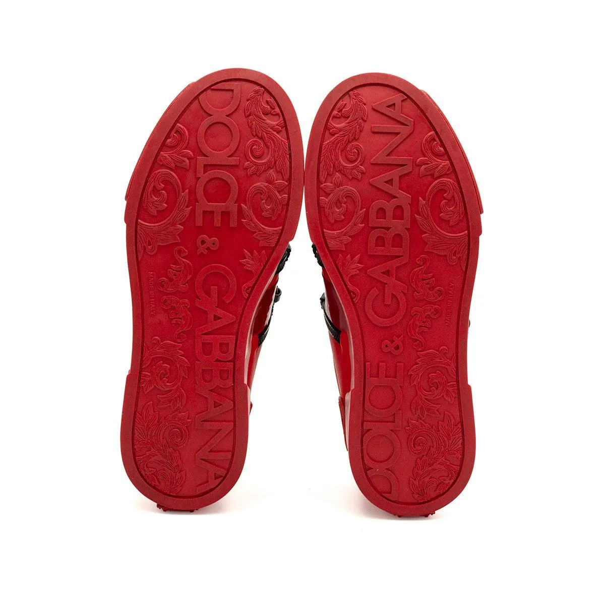 Dolce & Gabbana Portofino Low-Top Sneakers Leather Red Colour For Men