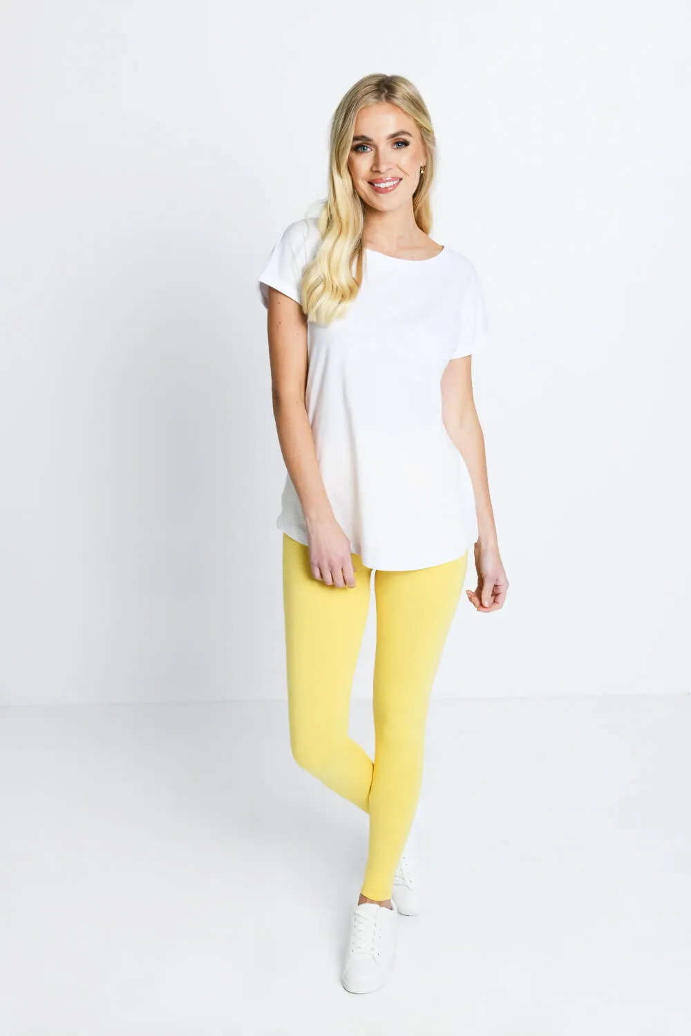 Everyday High Waisted Leggings - Pastel Yellow