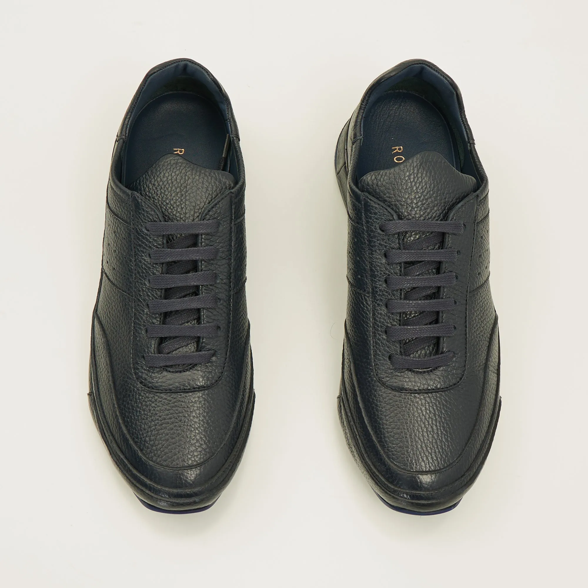 Full Grain Leather Stealth Sneaker - Navy