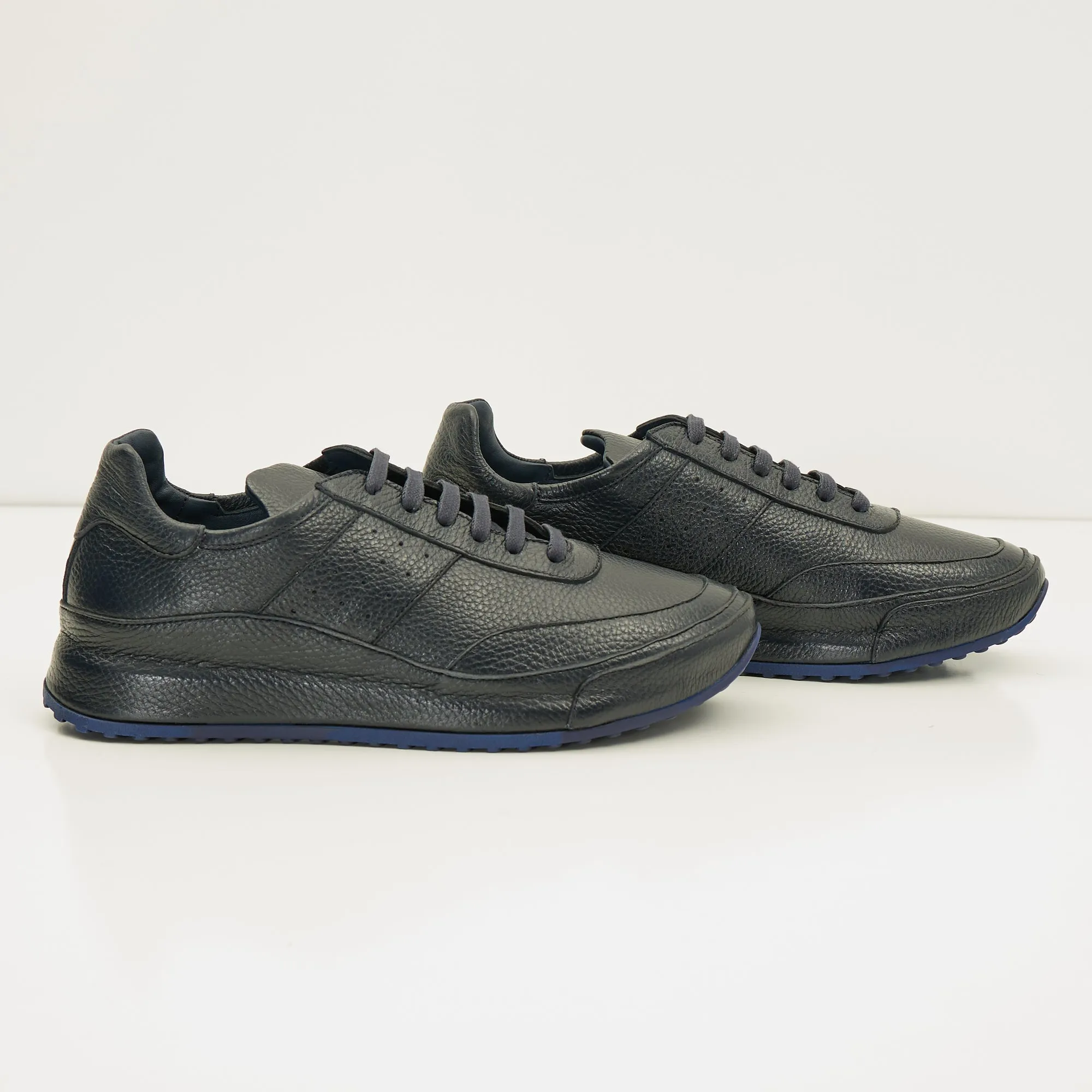 Full Grain Leather Stealth Sneaker - Navy