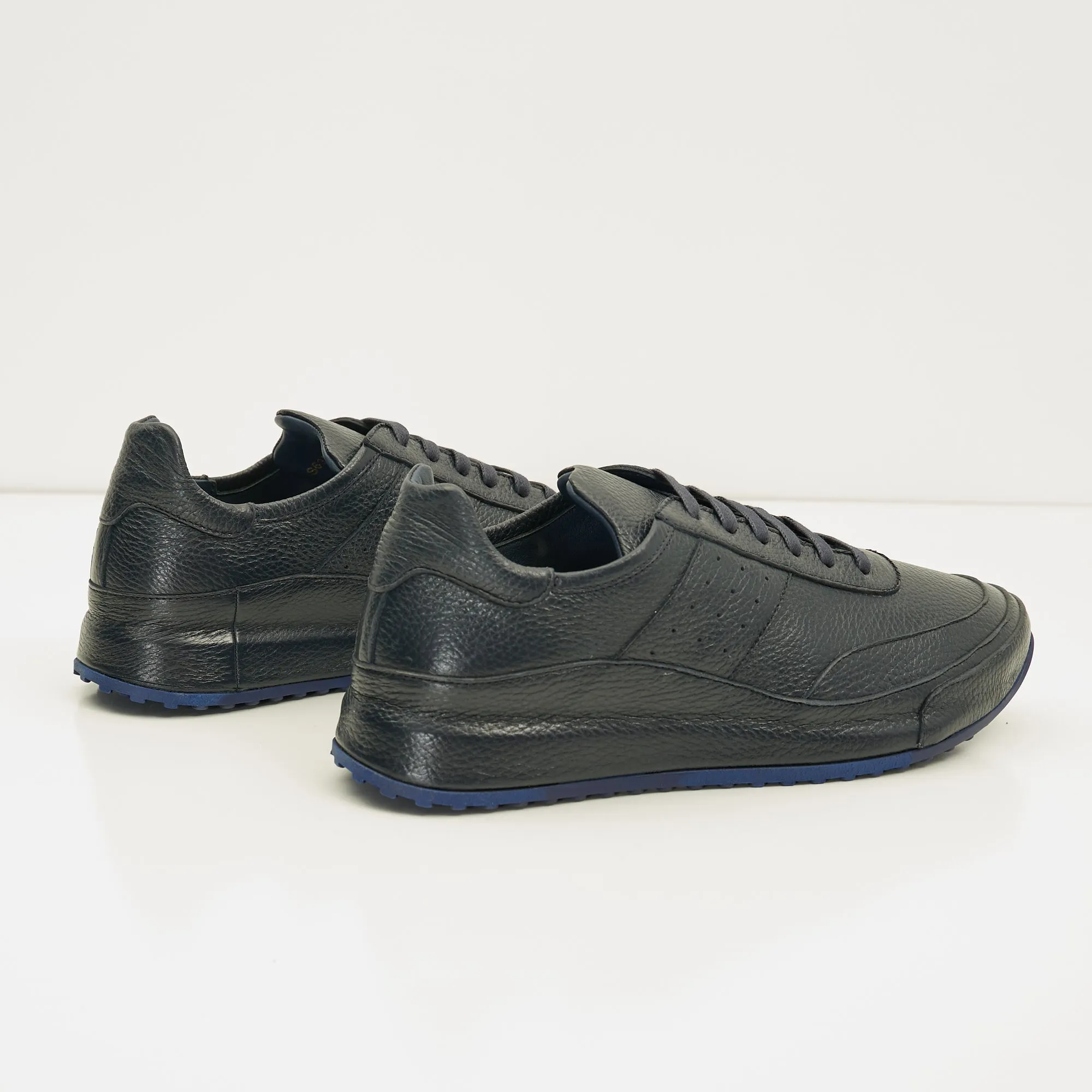 Full Grain Leather Stealth Sneaker - Navy