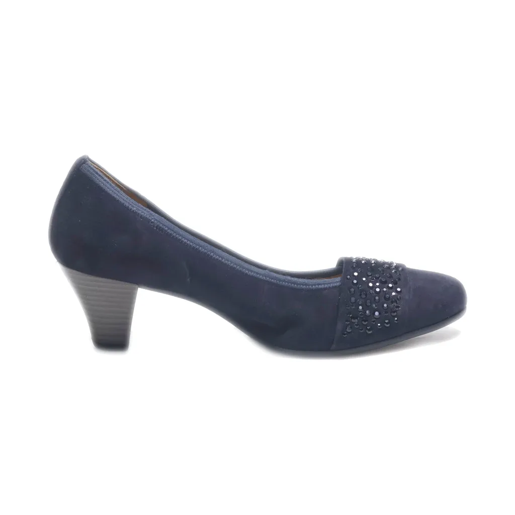 Gabor Mid-Heel Shoes Suede Blue Colour For Women