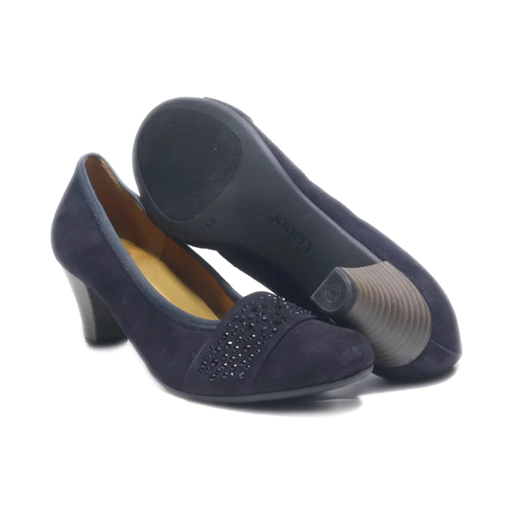 Gabor Mid-Heel Shoes Suede Blue Colour For Women