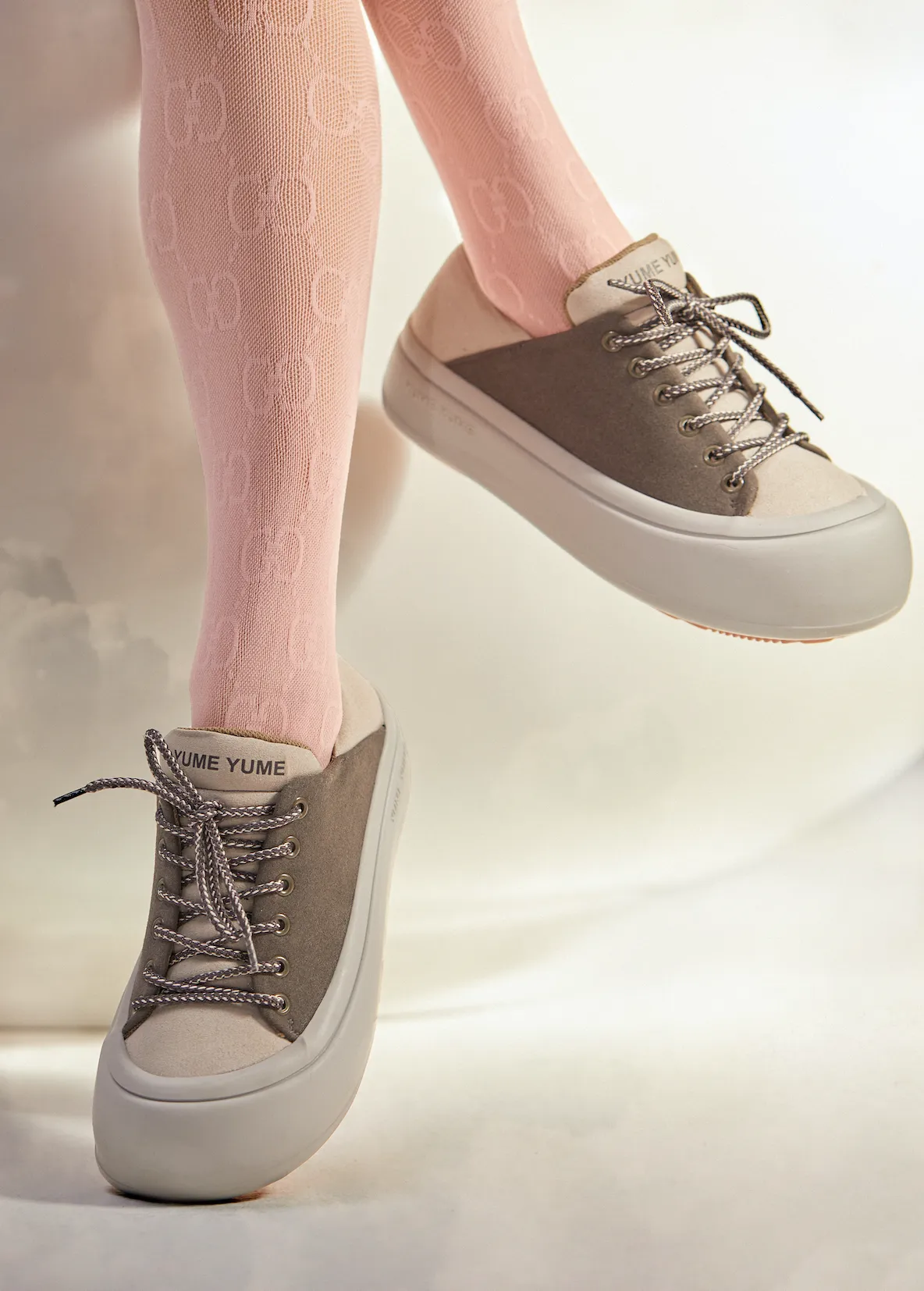 Goofy Grey Pink Sneakers