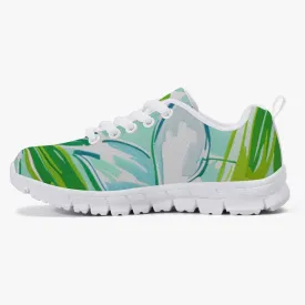 Green Floral  Kids' Lightweight Mesh Sneakers, Athletic Shoes for kids