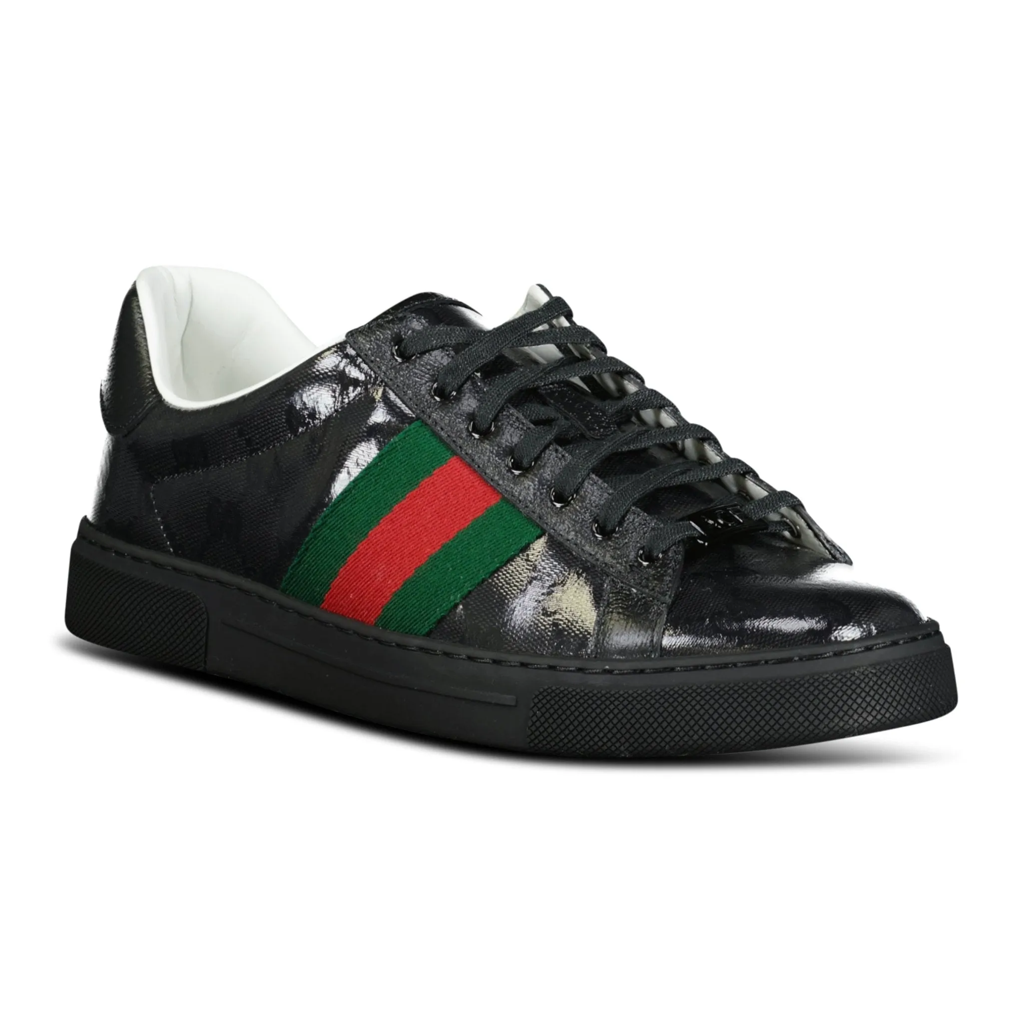 Gucci Ace GG Supreme Patent Trainers Black