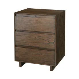 Halmstad Wood Panel 3 Drawer Narrow Nightstand in Brown  5767188