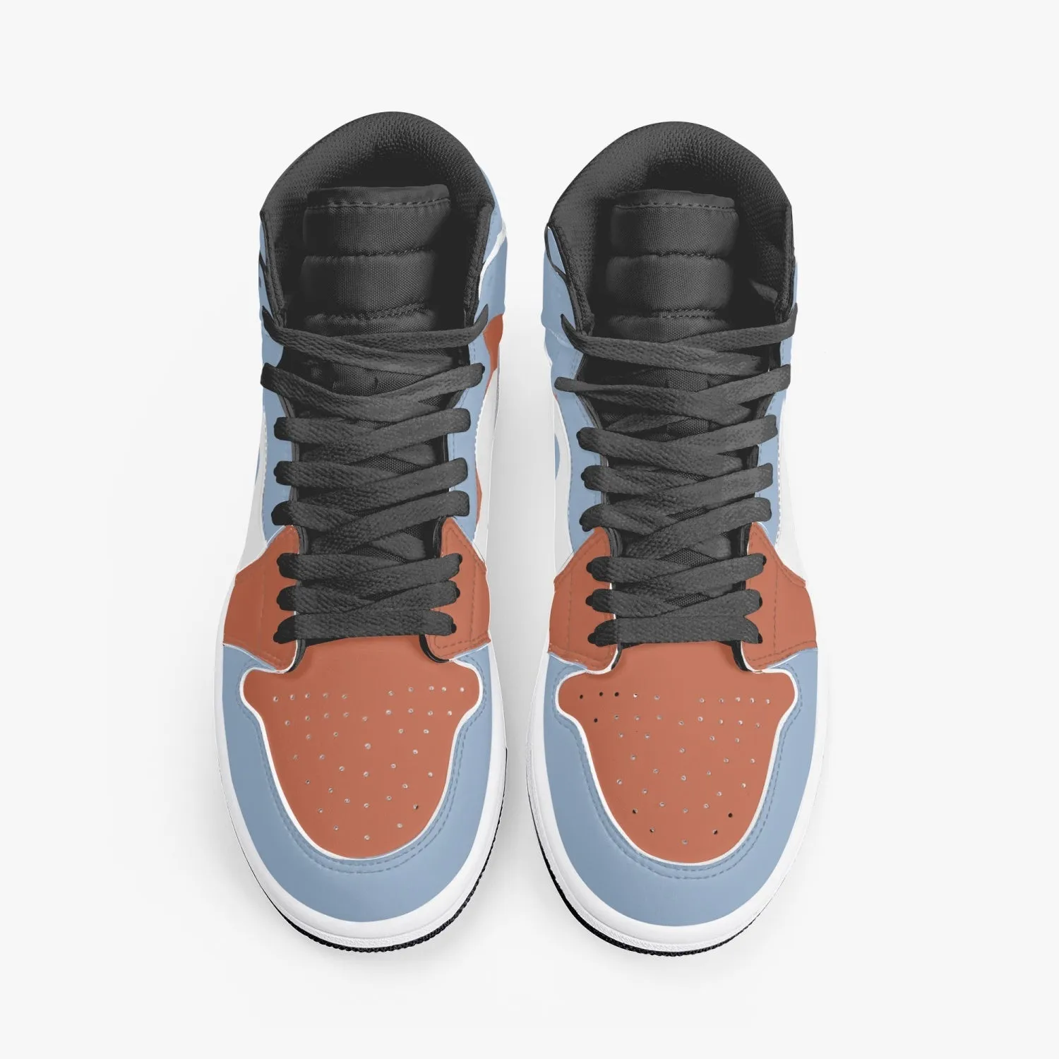 High-Top Leather Sneakers Blue\Orange