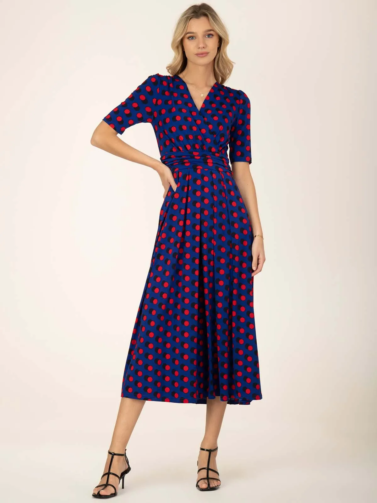 Jolie Moi Akayla Printed Jersey Maxi Dress, Blue Polka