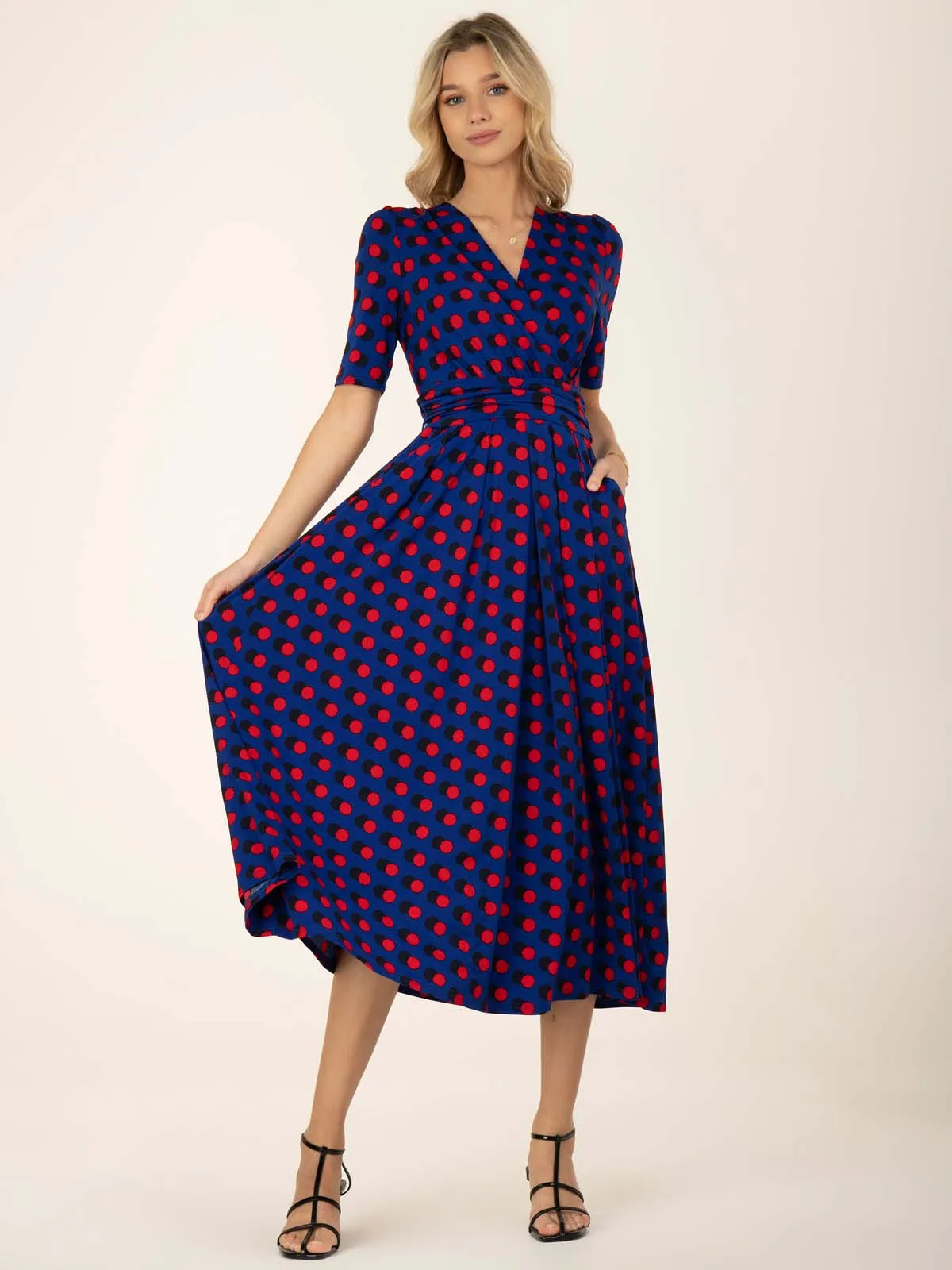 Jolie Moi Akayla Printed Jersey Maxi Dress, Blue Polka