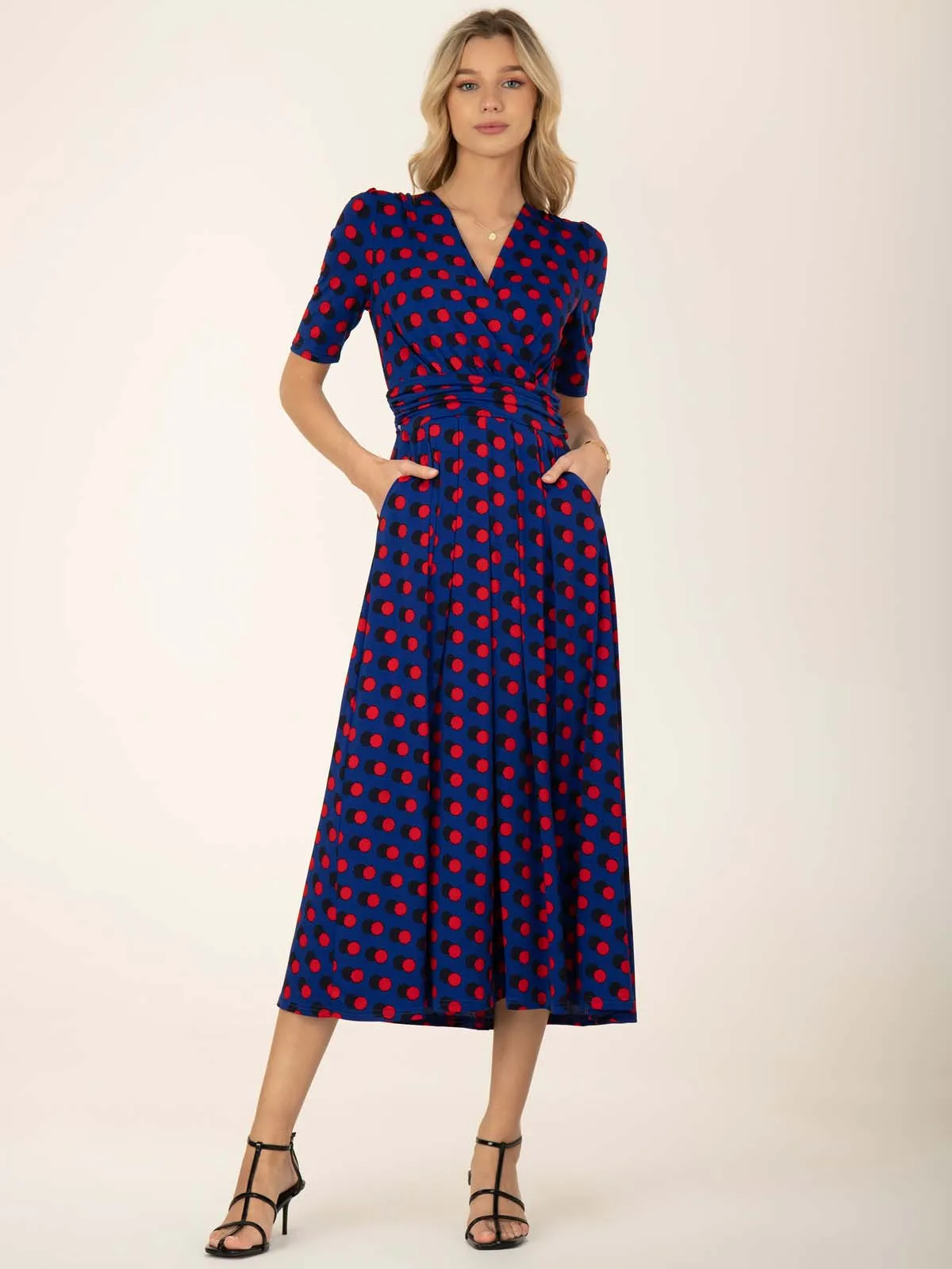 Jolie Moi Akayla Printed Jersey Maxi Dress, Blue Polka