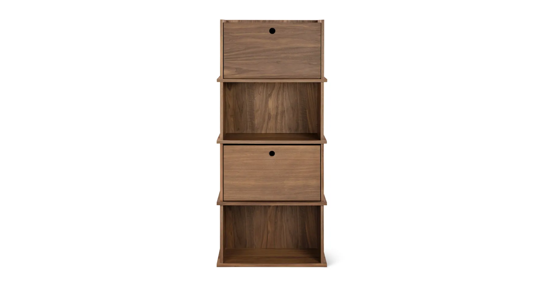 Keep Stacking Storage System 4-Piece, Open and Closed, Walnut