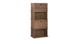 Keep Stacking Storage System 4-Piece, Open and Closed, Walnut