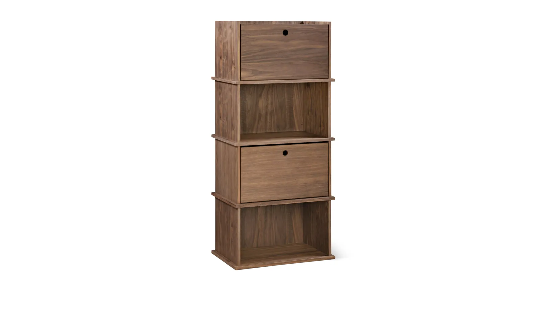 Keep Stacking Storage System 4-Piece, Open and Closed, Walnut