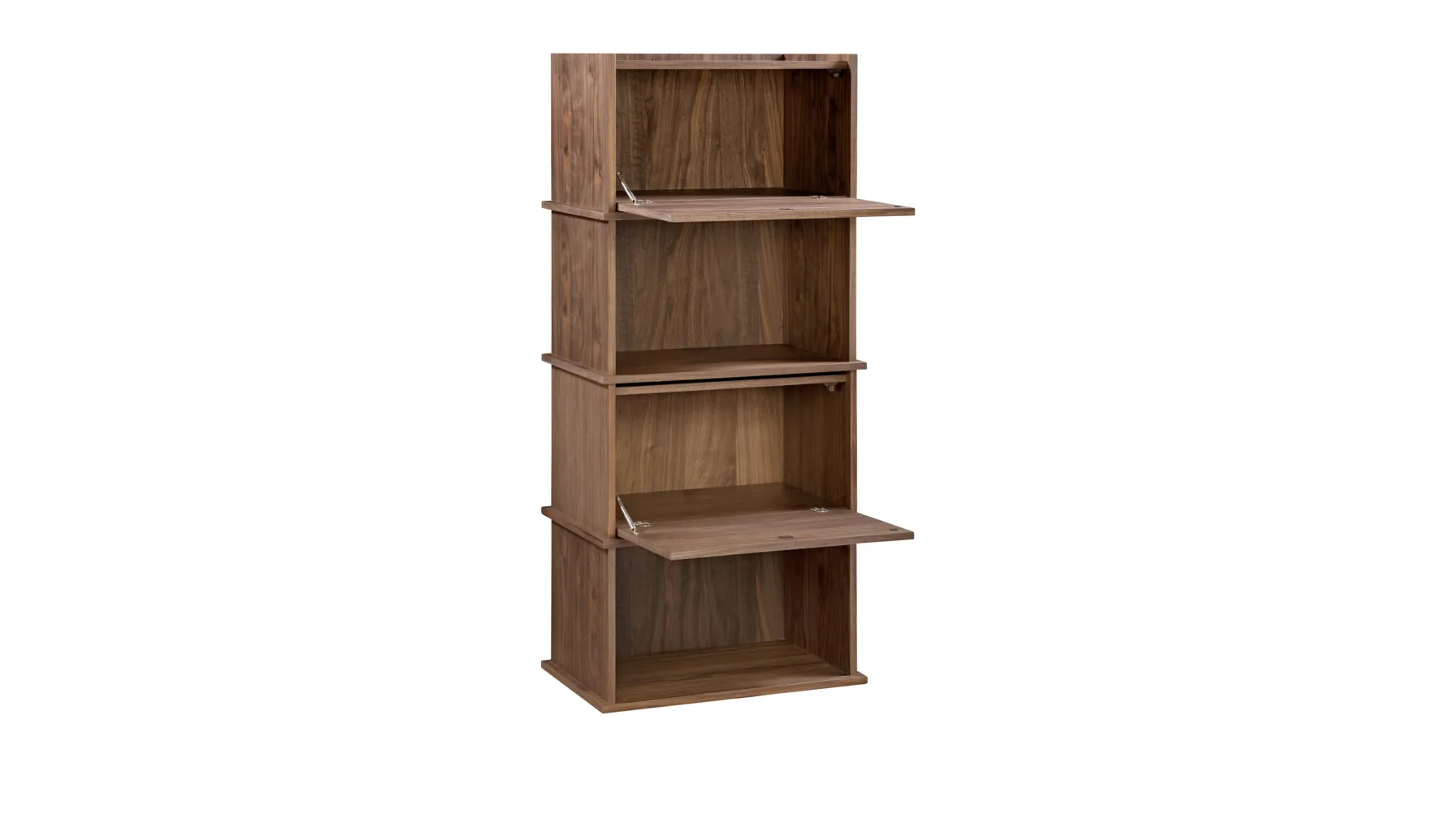 Keep Stacking Storage System 4-Piece, Open and Closed, Walnut