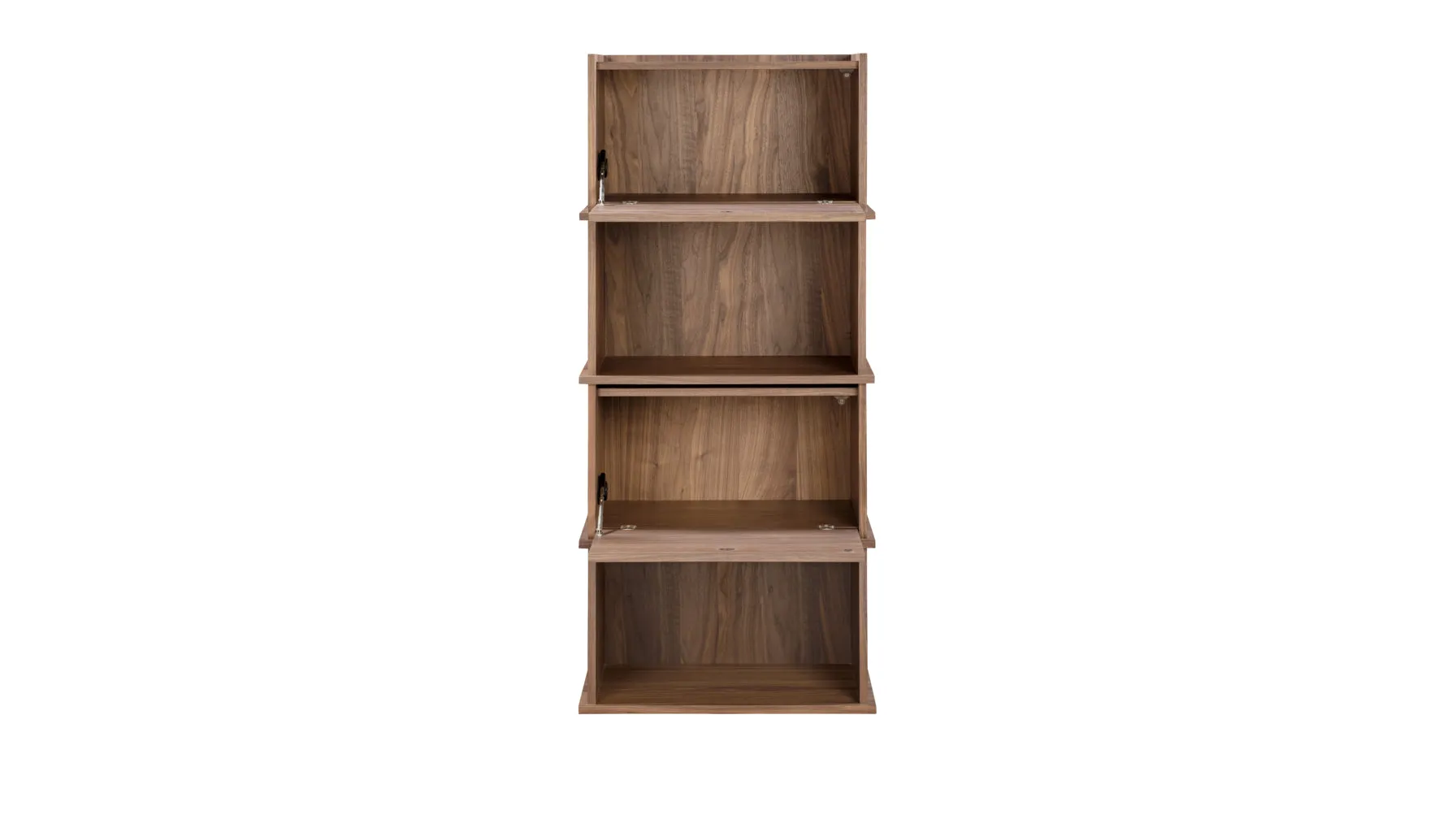 Keep Stacking Storage System 4-Piece, Open and Closed, Walnut