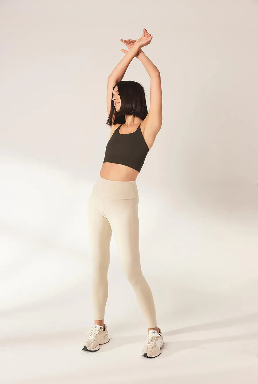 Lightweight Everyday High Waisted Leggings - Natural Beige