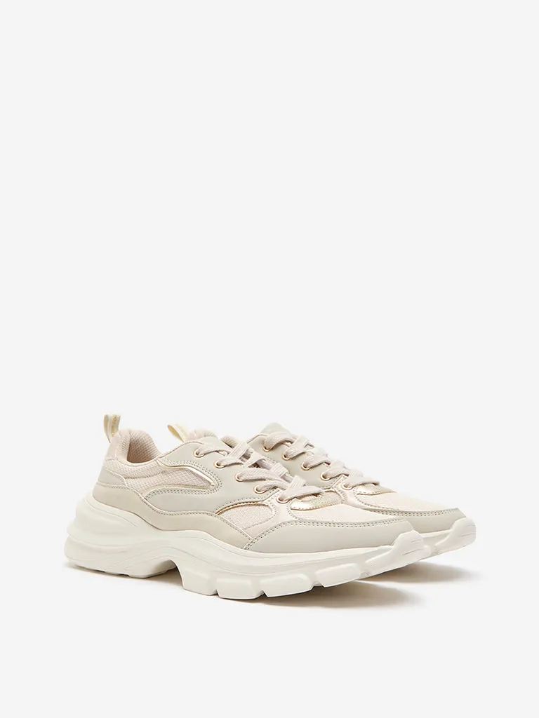 Beige LUNA BLU Chunky Lace-Up Sneakers