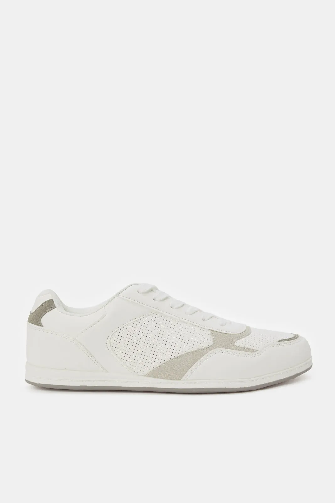 Men White Material Block Sneaker